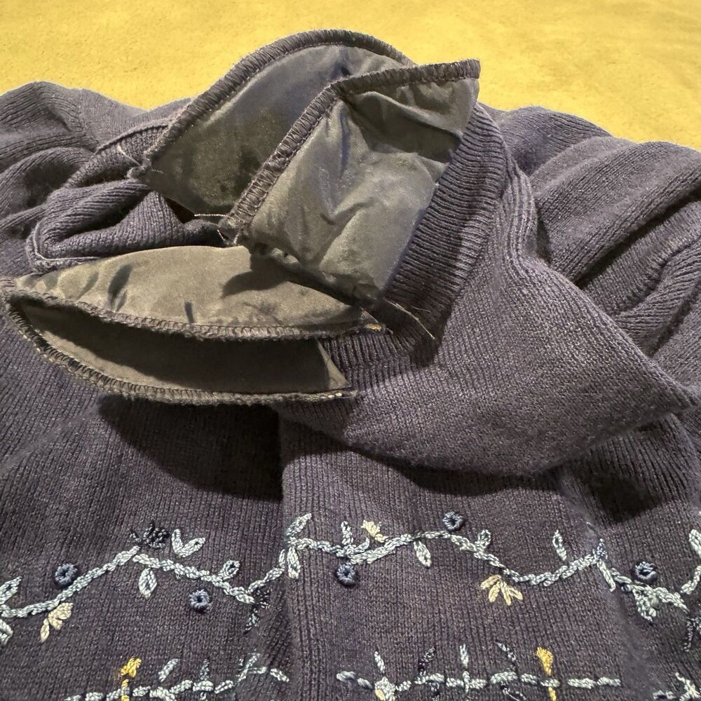Vintage Teddi Sweater Cardigan Embroidered 3D Granny Core Cottage Size M 80s - Picture 14 of 16